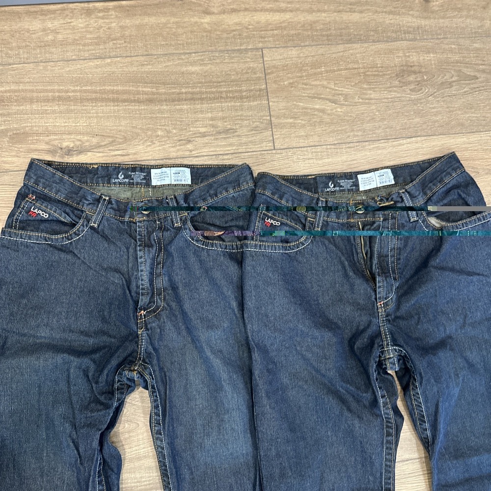 2 Lot Lapco FR Men Jeans 31x36 Blue Denim Straight Leg Flame Resistant 2112 CAT2 - Picture 4 of 8